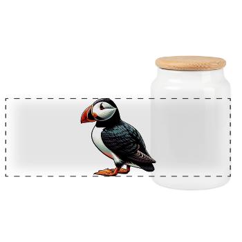 Macareux - Boîte à biscuits avec couvercle en bois - blanc - Devant