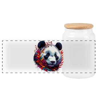Panda - Panoramic Cookie Jar with Wooden Lid - white - Front
