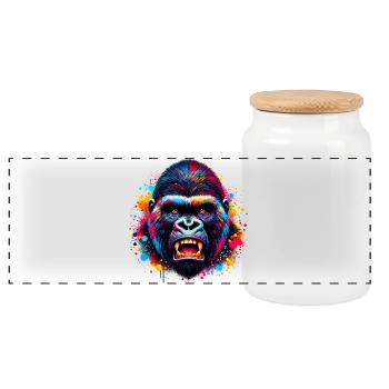 Gorilla - Panoramic Cookie Jar with Wooden Lid - white - Front