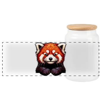 Kleiner Panda - Panorama Keksdose mit Holzdeckel - Weiß - Vorne