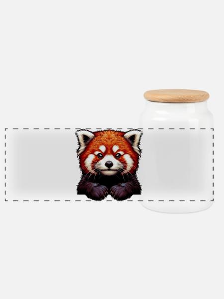 Kleiner Panda - Panorama Keksdose mit Holzdeckel - Weiß