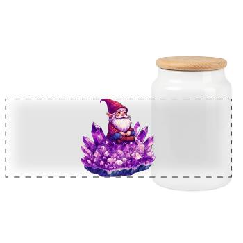 Gnome - Panoramic Cookie Jar with Wooden Lid - white - Front