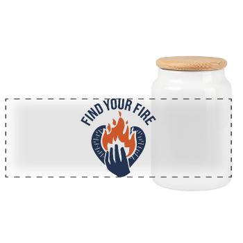 Find Your Fire Flame - Panoramic Cookie Jar with Wooden Lid - white - Front