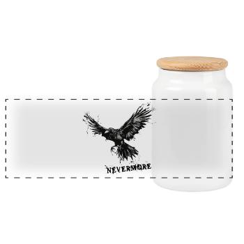 Plus jamais - Boîte à biscuits avec couvercle en bois - blanc - Devant