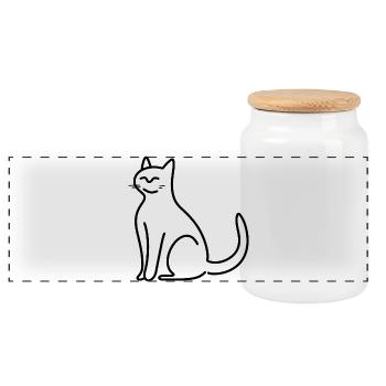 Chat - Boîte à biscuits avec couvercle en bois - blanc - Devant