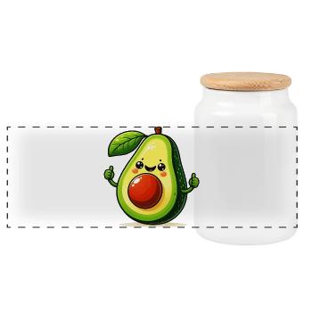 Avocat - Boîte à biscuits avec couvercle en bois - blanc - Devant