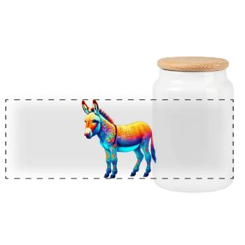 Donkey Mule - Panoramic Cookie Jar with Wooden Lid - white - Front