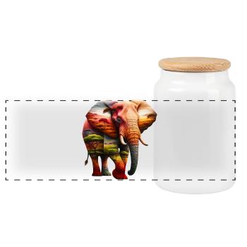 Éléphant - Boîte à biscuits avec couvercle en bois - blanc - Devant