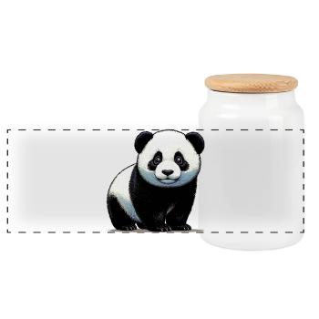 Panda - Panorama Keksdose mit Holzdeckel - Weiß - Vorne