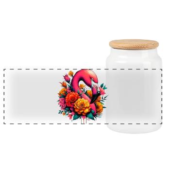 Flamant - Boîte à biscuits avec couvercle en bois - blanc - Devant