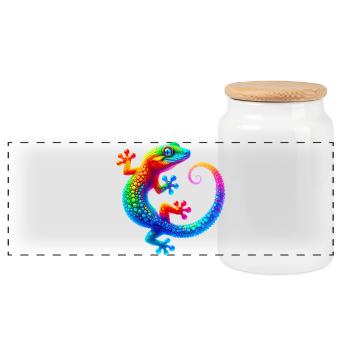 Gecko - Panorama Keksdose mit Holzdeckel - Weiß - Vorne