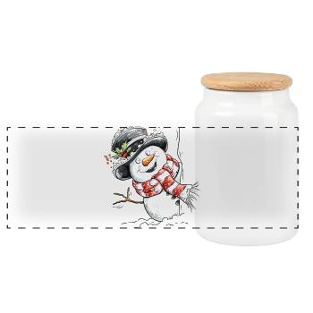 Lustiger Schneemann I Winter Weihnachten - Panorama Keksdose mit Holzdeckel - Weiß - Vorne