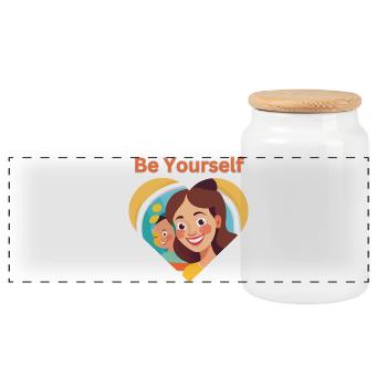 Be Yourself - Trust, Self-Love & Strength - Panoramic Cookie Jar with Wooden Lid - white - Front
