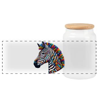 Zèbre - Boîte à biscuits avec couvercle en bois - blanc - Devant