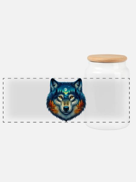Wolf - Panorama Keksdose mit Holzdeckel - Weiß