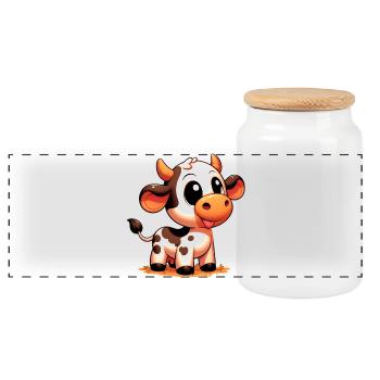 Vache - Boîte à biscuits avec couvercle en bois - blanc - Devant