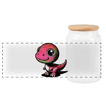 Dinosaure - Boîte à biscuits avec couvercle en bois - blanc - Devant