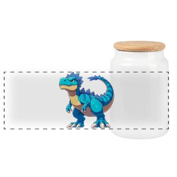 Dinosaur - Panoramic Cookie Jar with Wooden Lid - white - Front