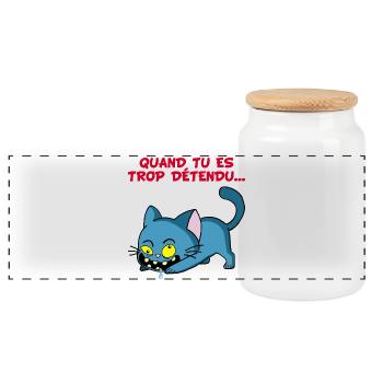 Chat manga détendu - Boîte à biscuits avec couvercle en bois - blanc - Devant