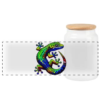 Gecko - Boîte à biscuits avec couvercle en bois - blanc - Devant