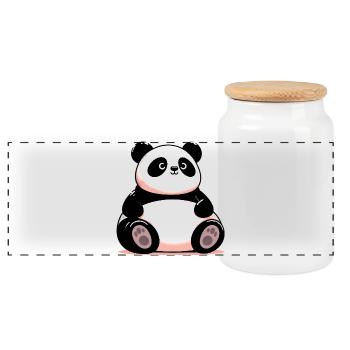 Panda - Panoramic Cookie Jar with Wooden Lid - white - Front
