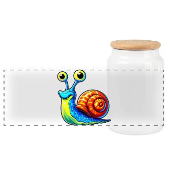 Escargot - Boîte à biscuits avec couvercle en bois - blanc - Devant
