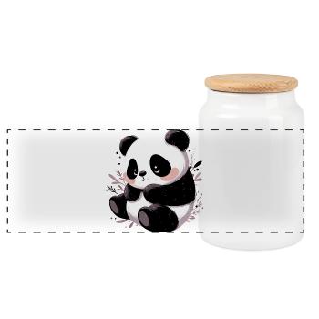 Panda - Panorama Keksdose mit Holzdeckel - Weiß - Vorne