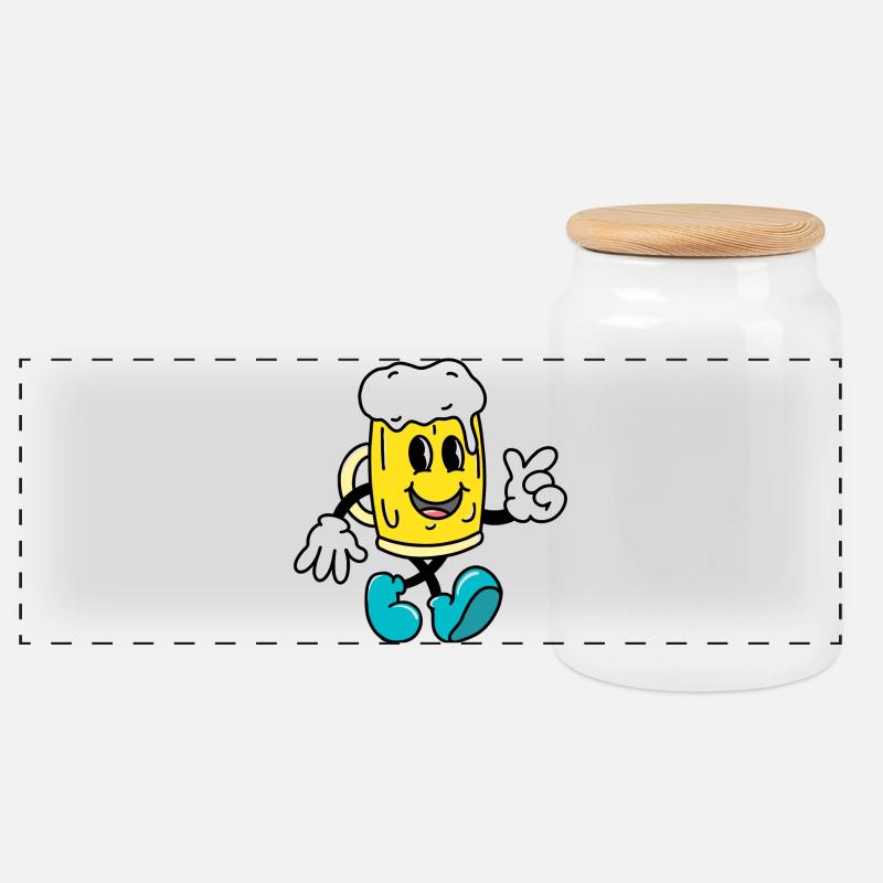 Beer - Panoramic Cookie Jar with Wooden Lid - white