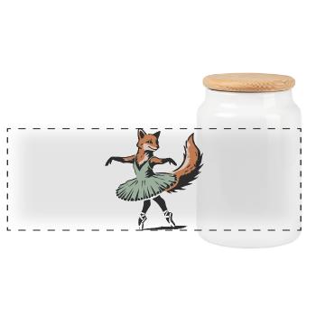 bezaubernder Fuchs im Stencil-Stil im Ballettkleid - Panorama Keksdose mit Holzdeckel - Weiß - Vorne