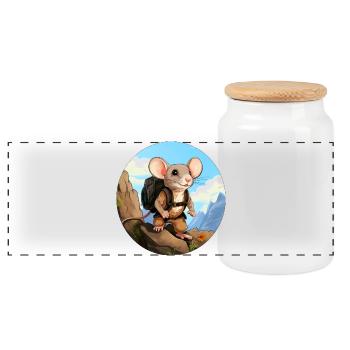 Maus Wandern / Bergsteiger Mäuse - Panorama Keksdose mit Holzdeckel - Weiß - Vorne
