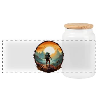 Alpinistes avant le lever du soleil - Boîte à biscuits avec couvercle en bois - blanc - Devant