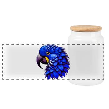 Parrot - Panoramic Cookie Jar with Wooden Lid - white - Front