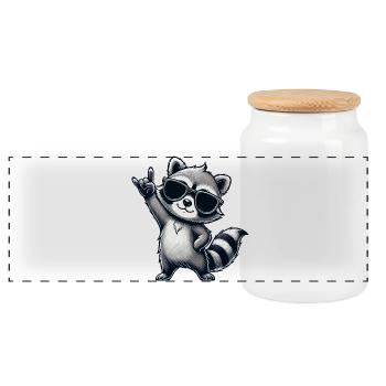 raton laveur avec pose de roche raton laveur musicien de musique rock - Boîte à biscuits avec couvercle en bois - blanc - Devant