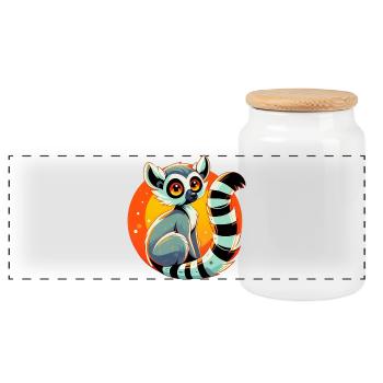 Lémurien - Boîte à biscuits avec couvercle en bois - blanc - Devant