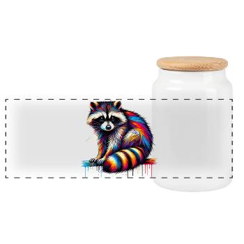 Raton laveur - Boîte à biscuits avec couvercle en bois - blanc - Devant