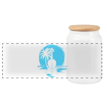 Violin Graphics - Panoramic Cookie Jar with Wooden Lid - white - Front