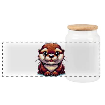 Loutre - Boîte à biscuits avec couvercle en bois - blanc - Devant