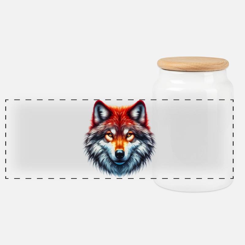 Wolf - Panorama Keksdose mit Holzdeckel - Weiß
