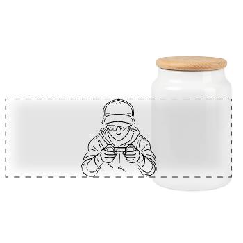 Game Lovers - Panoramic Cookie Jar with Wooden Lid - white - Front