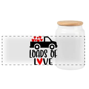Loads Of Love Valentinstag Herzen - Panorama Keksdose mit Holzdeckel - Weiß - Vorne
