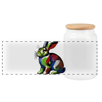 Lapin - Boîte à biscuits avec couvercle en bois - blanc - Devant