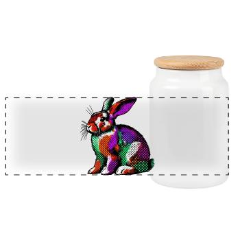 Lapin - Boîte à biscuits avec couvercle en bois - blanc - Devant