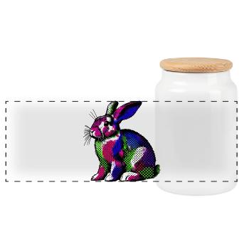 Lapin - Boîte à biscuits avec couvercle en bois - blanc - Devant