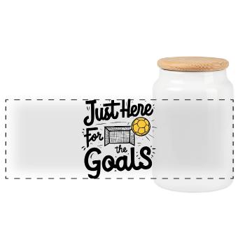 Juste ici pour les buts - Boîte à biscuits avec couvercle en bois - blanc - Devant