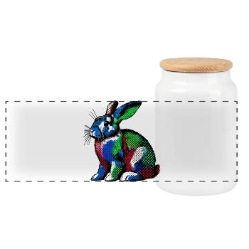Lapin - Boîte à biscuits avec couvercle en bois - blanc - Devant