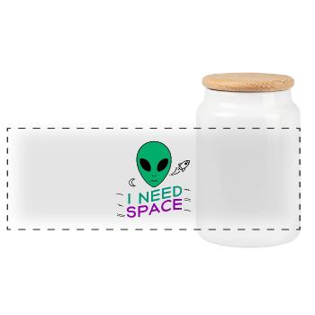 I Need Space - Panoramic Cookie Jar with Wooden Lid - white - Front