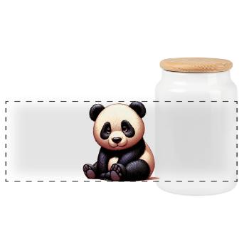 Panda - Panorama Keksdose mit Holzdeckel - Weiß - Vorne