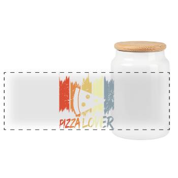 Amateur de pizza vintage - Boîte à biscuits avec couvercle en bois - blanc - Devant