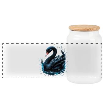 L’élégance en mouvement, le cygne noir, - Boîte à biscuits avec couvercle en bois - blanc - Devant