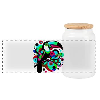 Toucan - Panoramic Cookie Jar with Wooden Lid - white - Front
